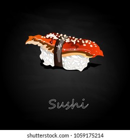 Nigiri Sushi illustration on dark background isolated