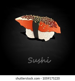 Nigiri Sushi illustration on dark background isolated