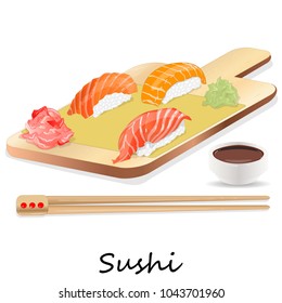 Nigiri Sushi illustration on a white background isolated