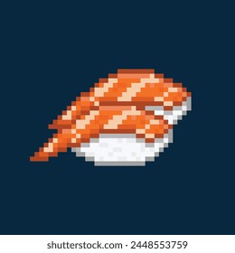 Nigiri sushi Japanese food illustration in pixel art