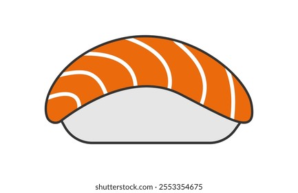 Sushi nigiri con bola de arroz y pescado crudo. Comida japonesa Ilustración vectorial minimalista