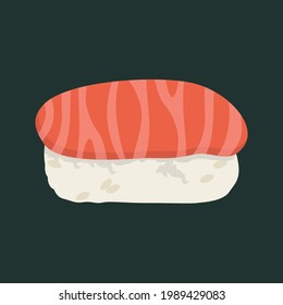 Sushi de nigiri con salmón. Diseño de ilustración de vector plano.