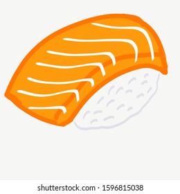 Nigiri Sushi salmon ,salmon slice topping on sushi rice,vector background,white background.