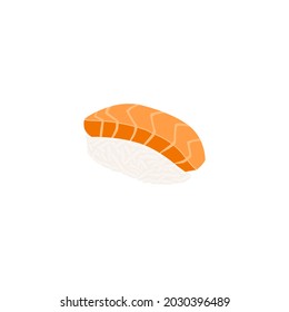 Nigiri sushi vector illustration on white background isolated, crude salmon and rice, japanese food, removable background, transparent background