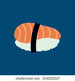 Nigiri sushi vector illustration on isolated white background, raw salmon and rice, japanese food, white background