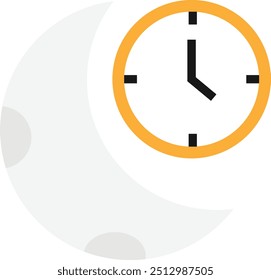 Nigth Moon Weather Icon Vector Flat Illustration