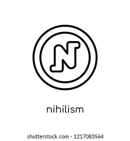 nihilism icon. Trendy modern flat linear vector nihilism icon on white background from thin line Religion collection, editable outline stroke vector illustration