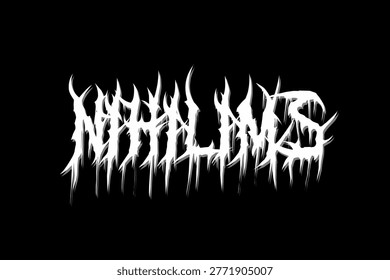 Nihilism text typography vector in a striking and intense death metal font style for t-shirt print apparel, sticker, poster, logo and lyrics 