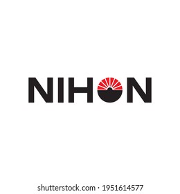 NIHON letter with sun logo design vector