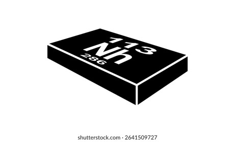 Nihonium chemical symbol, black isolated silhouette 