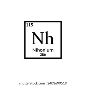 Nihonium chemical symbol icon. Periodic table. Vector illustration.