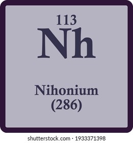 Nihonium Nh  Chemical Element vector illustration diagram, with atomic number and mass. Simple outline design for education, lab, science class.
