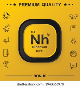 Nihonium symbol with yellow button