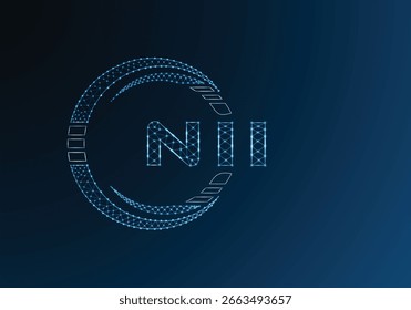 Diseño de Vector de logotipo de letra poli baja NII. Diseño de logotipo de poliéster inferior NII. Logotipo de poliéster bajo.
