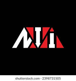 NII triangle letter logo design with triangle shape. NII triangle logo design monogram. NII triangle vector logo template with red color. NII triangular logo Simple, Elegant, and Luxurious design.