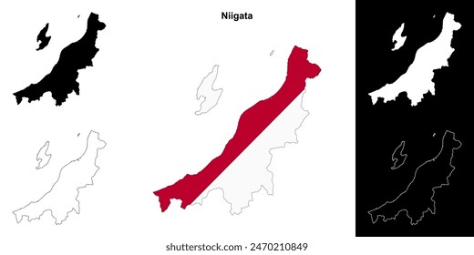 Conjunto de mapas esquemáticos de la prefectura de Niigata