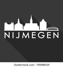 Nijmegen Netherlands Europe Flat Icon Skyline Silhouette Design City Vector Art Famous Buildings