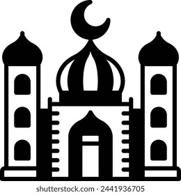 Nikah in mosque concept, Islamic Religious Community Center facade vector icon design, Muslim marriage Symbol, Islamic wedding customs Sign, Indian subcontinent matrimony stock illustration