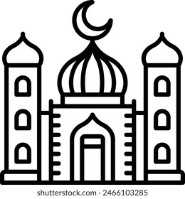 Nikah in mosque concept, Islamic Religious Community Center facade vector outline icon, Muslim marriage Symbol, Islamic wedding customs Sign, Pakistani matrimony stock illustration