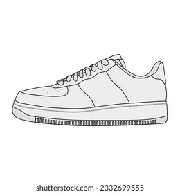 Los zapatos bajos delinean la ilustración vectorial con un fondo blanco. Adecuado para propósitos educativos, laborales y comerciales.