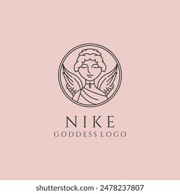 nike greek goddess line art logo vector symbol illustration design