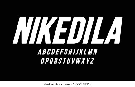 Nikedila: Typeface design vector. Modern Sport Italic Font. Urban style fonts for technology, digital, movie, logo. Alphabet Collections