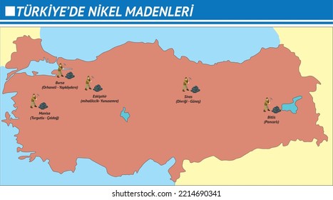 Türkiyede Nikel Madenleri Harita, Coğrafya Haritaları, Madenler, Nikel Madenleri, Demir, Bakır Yatakları, Boksit, Bor, Alüminyum, Mermer, Altın, Mermer, Krom, Kükürt, Nikel, Coğrafya Harita