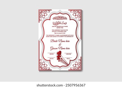 Nikkah Islamic Marriage Certificate A4 size template Design 