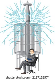 Nikola Tesla cartoon character on white background illustration