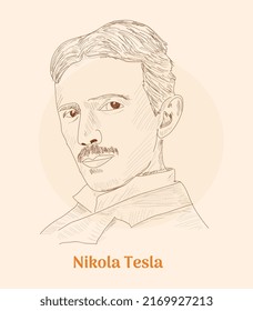 'Nikola Tesla' hand drawing vector illustration 