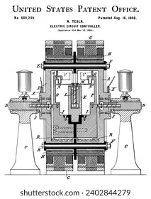 NIKOLA TESLA U.S. PATENT 609,249 - ELECTRIC CIRCUIT CONTROLLER