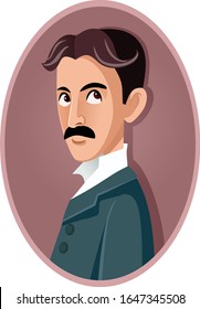 Retrato de caricatura vectorial Nikola Tesla. Famoso inventor e ingeniero 
