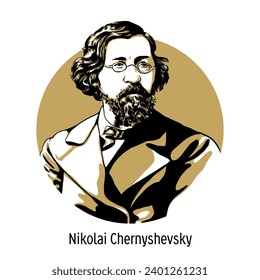 Nikolai Chernyshevsky is a Russian literary critic, democratic revolutionary, materialist philosopher, publicist and writer. Hand drawn vector illustration