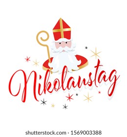 Nikolaustag :  Saint Nicolas in German language, on white background