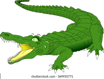 nile crocodile, crocodylus niloticus, wild african animal, side view picture isolated on white background, vector illustration; 