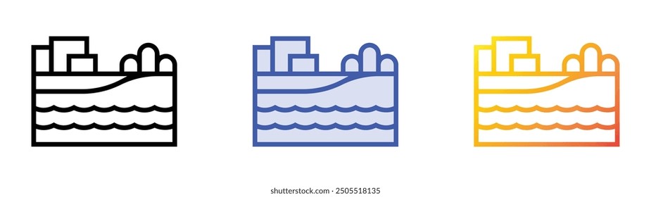 Nile icon. Linear, Blue Fill and Gradient Style Design Isolated On White Background