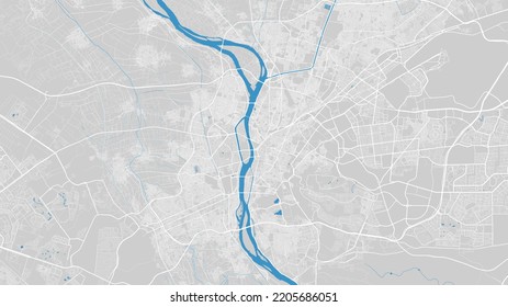 Nile river map, Cairo city, Egypt. Watercourse, water flow, blue on grey background road street map. Detailed silhouette vector illustration. svg