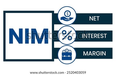 NIM - Net Interest Margin acronym. business concept background. Vector illustration for website banner, marketing materials, business presentation, online advertising