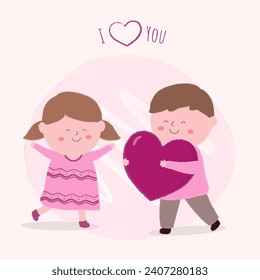 nimal couple in love. cute cartoon lovers character, flat vector illustration