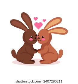 nimal couple in love. cute cartoon lovers character, flat vector illustration