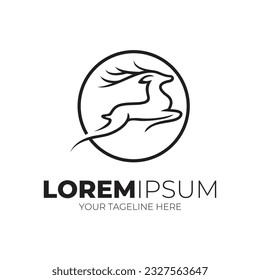 Nimble Jumping Deer Logo Design Vector Illustration Inspiration