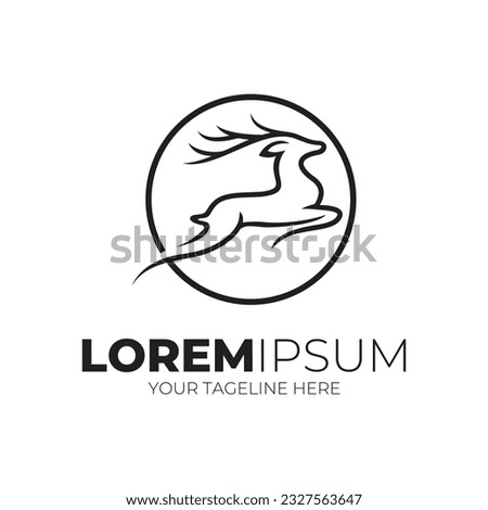 Nimble Jumping Deer Logo Design Vector Illustration Inspiration