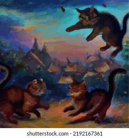 A nimbly bimbly cat pouncing