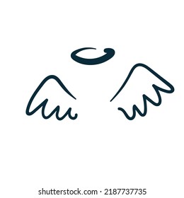 Nimbus-Flügel-Vektorkonzept, das handgezeichnete Shirt-Zitat-Linie Kunst einfache monochrome