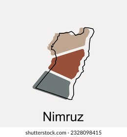 Nimruz map and black lettering illustration design template on white background, vector map of afghanistan