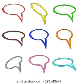 Nine 3d colored round clouds on a white background
