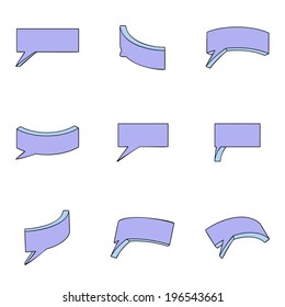 Nine 3d purple-blue clouds on a white background
