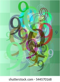 nine and 9 contrasting view of textile, Number