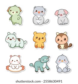 Nine adorable animal stickers feature cute baby creatures.