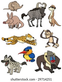 Nine African animals. All in different layers for easy editing.